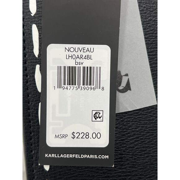 NWT Karl Lagerfeld Paris Nouveau Black White Graphic Logo Small Tote Bag Purse - Picture 8 of 8